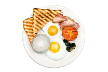 Traditional breakfast plate with eggs and toast