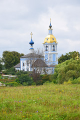 Fototapeta na wymiar The Church of the Sign of the virgin was built on the orders of Metropolitan Hilarion in 1682-1708 on the site previously occupied this of the monastery. Suzdal, Russia, August 2019.