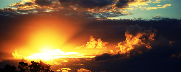 Fototapeta premium bright golden sunset