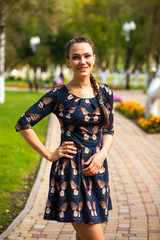 Portrait close up of young beautiful brunette woman