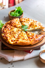 Khachapuri georgian cheese pie with greens