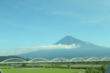 富士川橋梁から見た富士山