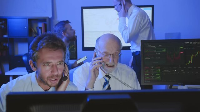 View Of Busy Stock Traders Office