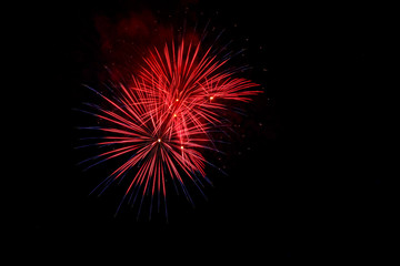 Colorful fireworks in night sky background