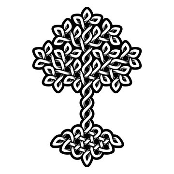 Celtic Tree of Life, monochrome weaved ornament