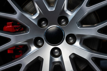 Sports car rim, alloy wheel.