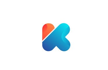 icon letter K orange blue alphabet for company logo design