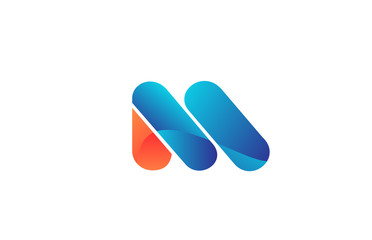 icon letter M orange blue alphabet for company logo design