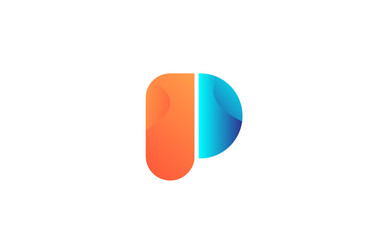 icon letter P orange blue alphabet for company logo design