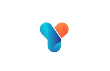 icon letter Y orange blue alphabet for company logo design