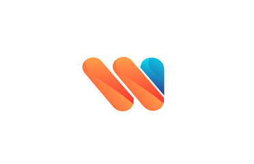icon letter W orange blue alphabet for company logo design