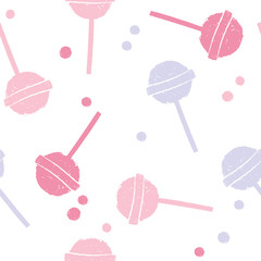 Cute print with lollipop. Candy pastel seamless pattern for textiles, children's clothing, wrapping paper.