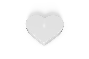Blank white heart shaped gift box mock up template on isolated white background, ready for design presentation,3d illustration