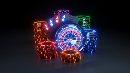 4 Aces Luxury Casino Gambling Concept - 3D Illustration