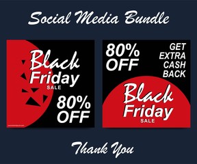 Black Friday sale web banner promotion  for social media mobile apps. Social media template for black friday promotion. Editable template for digital marketing and web banner