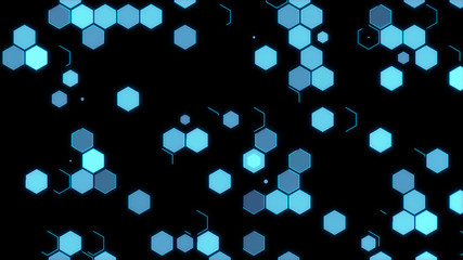 Abstract hexagons background on black