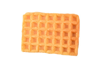 Belgian waffle isolated on white background.