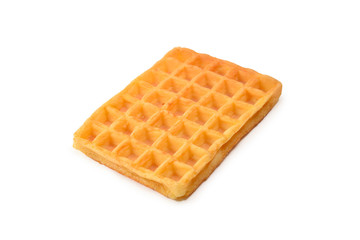 Belgian waffle isolated on white background.