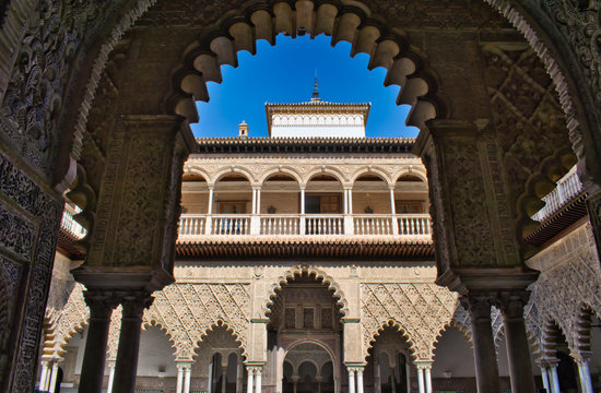 Patio de las Doncellas en el Real Alc&aacute;zar de Sevilla, Espa&ntilde;a