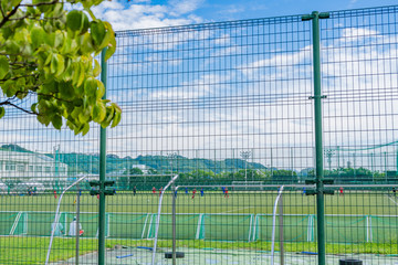 サッカーグランド　サッカー部　部活　試合　練習　校舎