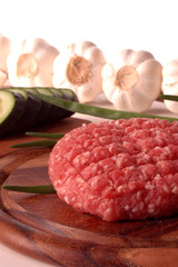 Ground beef for burgers. Fresh, raw red meat. Food ingredients