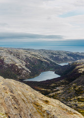 hills, severe, edge, polar region, valley, beauty, autumn, northern autumn, mountains, expanses, landscape, lakes, travel, sky, sun, nature, edge of the earth, sea, ocean, adventure, peak, clouds, fog