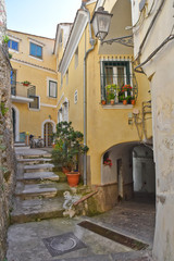 Albori, Italy, 09/15/2019. The characteristic houses of a village on the Amalfi coast