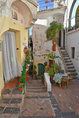 Albori, Italy, 09/15/2019. The characteristic houses of a village on the Amalfi coast