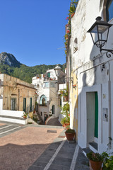 Albori, Italy, 09/15/2019. The characteristic houses of a village on the Amalfi coast