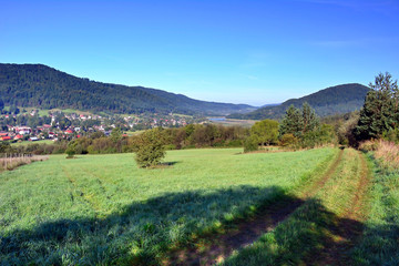 View of Uscie Gorlickie -  village in the Low Beskids (Beskid Niski) near Gorlice,  Poland