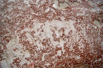 Pamukkale pools trampled by tourists, dried up and changed color from white, Turkey