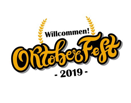 Oktoberfest. Logo for Beer Festival in Bavaria. Hand drawn lettering. Vector illustration
