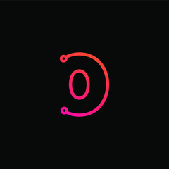Number 0 logotype monoline Technology, digital, electronics, chip, connection concept. Modern Logo Technology for Business. Logotypes of Digital combining with circuit . - vector