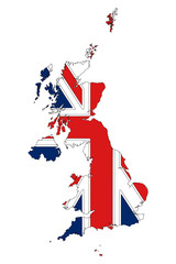 Fototapeta na wymiar UK map with flag vector illustration - United kingdom map flag