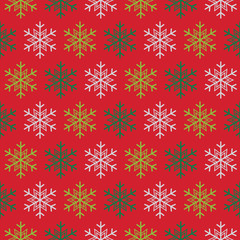 Seamless snowflakes with red and green colors