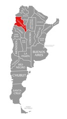 Catamarca red highlighted in map of Argentina