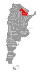 Chaco red highlighted in map of Argentina