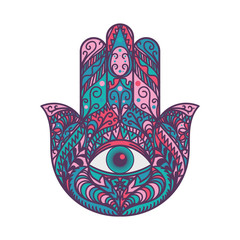 Hamsa Fatima Hand Religious Talisman Colored Sign