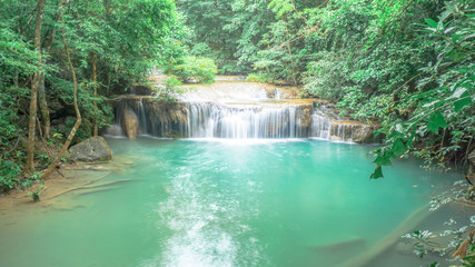 beautiful deep forest waterfall in Thailand