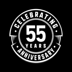 Celebrating 55th years anniversary logo design. Fifty-five years logotype. Vector and illustration.