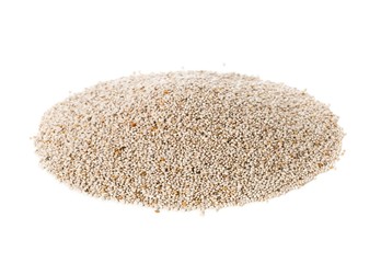 White whole, organic chia seeds heap over white background