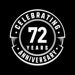 Celebrating 72nd years anniversary logo design. Seventy-two years logotype. Vector and illustration.