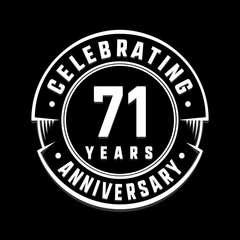 Celebrating 71st years anniversary logo design. Seventy-one years logotype. Vector and illustration.