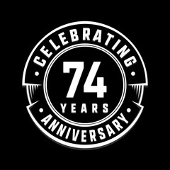Celebrating 74th years anniversary logo design. Seventy-four years logotype. Vector and illustration.
