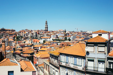 Fototapeta na wymiar View of the old city of Porto, Portugal. Houses and roofs.