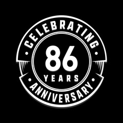 Celebrating 86th years anniversary logo design. Eighty-six years logotype. Vector and illustration.