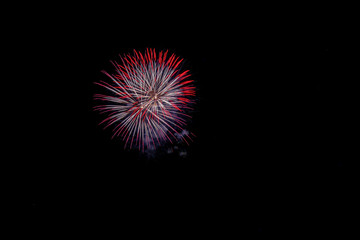 Fototapeta premium Colorful fireworks in night sky background