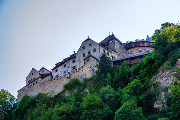 View on the Royal castle in Vaduz high above the city, Liechtenstein