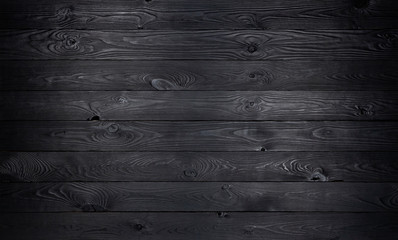 Black wooden background, old wooden planks texture