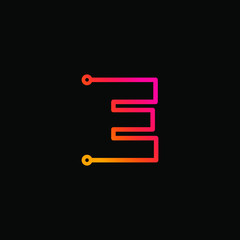 Fototapeta premium Letter E logotype monoline Technology, digital, electronics, chip, connection concept. Modern Logo Technology for Business. Logotypes of Digital combining with circuit . - vector